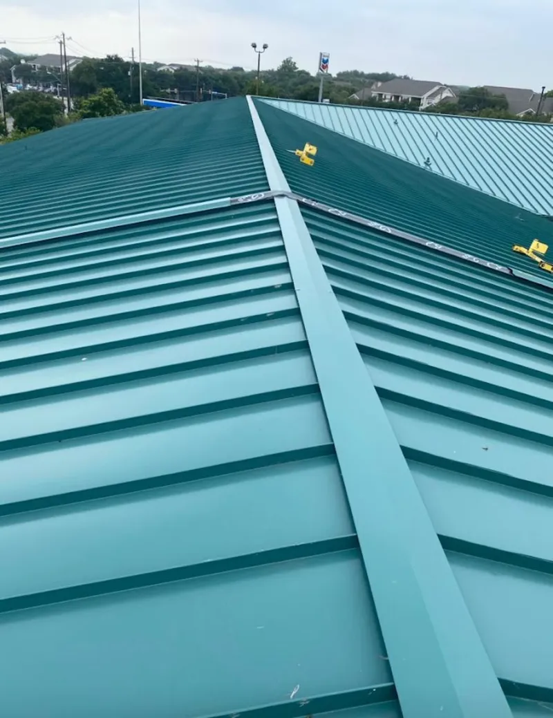 Green commercial metal roof ridge and valley for Metal Roof Repair in Hardyston